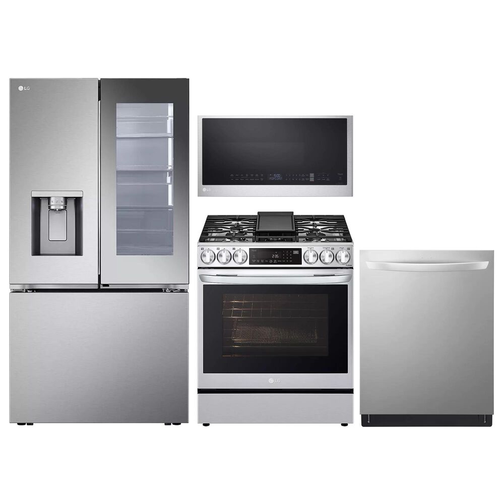 LG 4-Piece Kitchen Package with 25.5 Cu. Ft. French Door Refrigerator, Gas Range and Bar Handle Dishwasher in Stainless Steel, , large