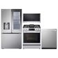 LG 4-Piece Kitchen Package with 25.5 Cu. Ft. French Door Refrigerator, Gas Range and Bar Handle Dishwasher in Stainless Steel, , large