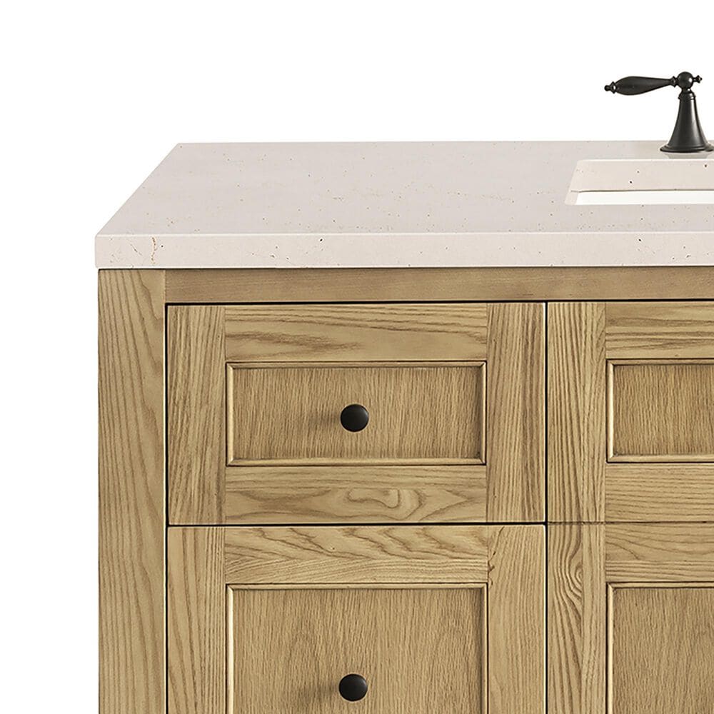 James Martin Vanities Breckenridge 48&quot; Single Bathroom Vanity in Light Natural Oak with 3 cm Eternal Marfil Quartz Top and Rectangular Sink, , large