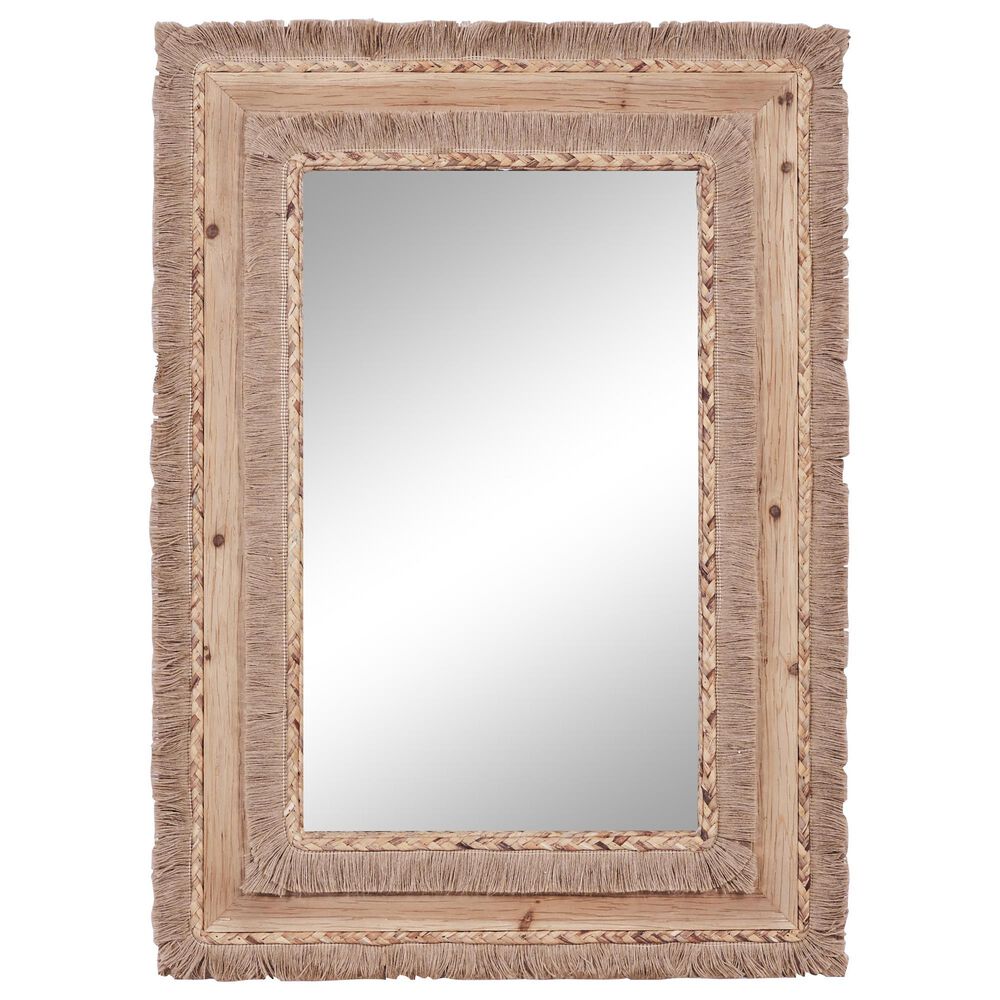 Maple and Jade 36&quot; x 26&quot; Wall Mirror with Frayed Edges in Brown, , large
