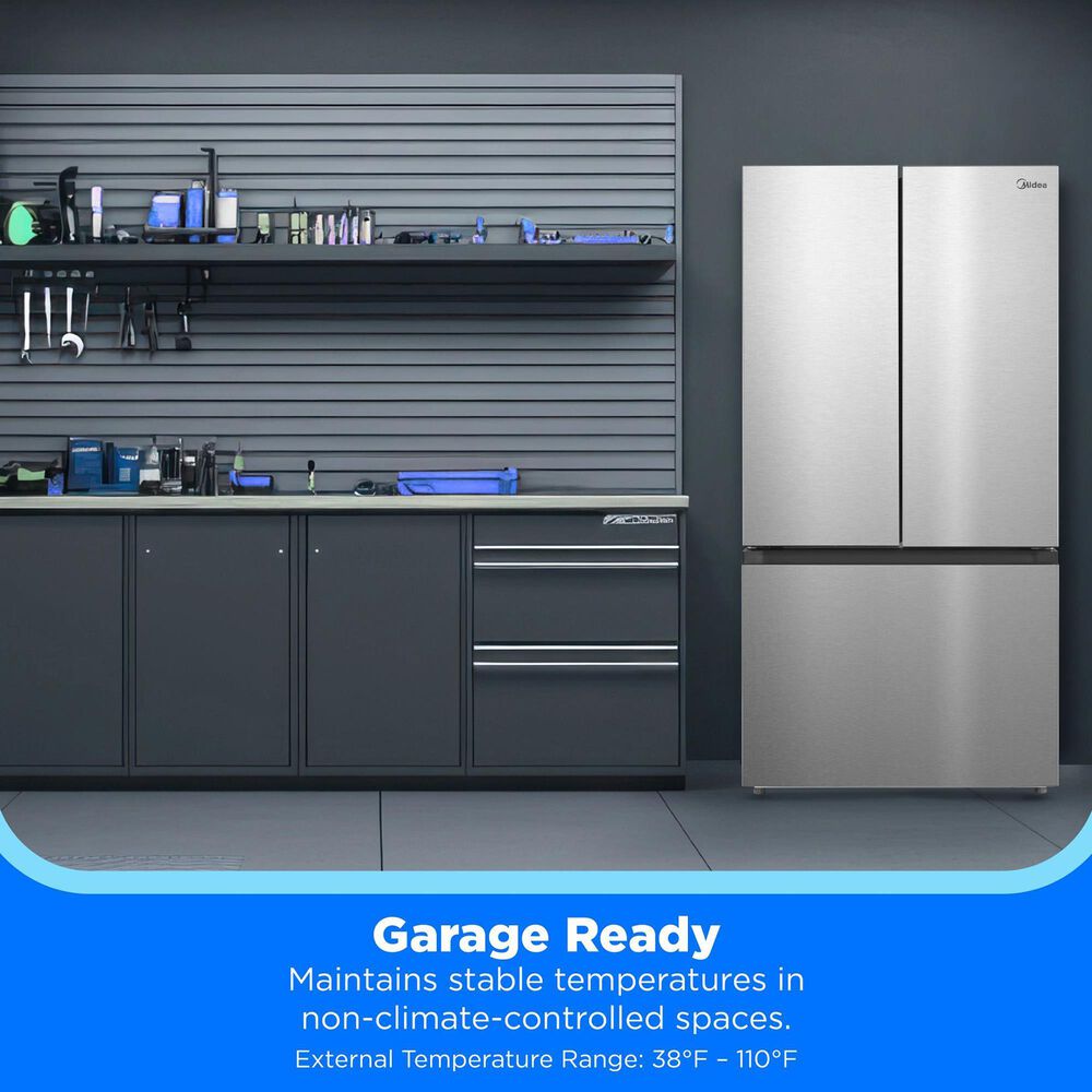 Midea 23 Cu. Ft. Garage Ready French Door Refrigerator in Stainless Steel, , large