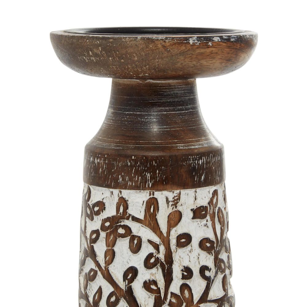 Maple and Jade Handmade Tree Candle Holder in Brown and Whitewashed &#40;Set of 3&#41;, , large