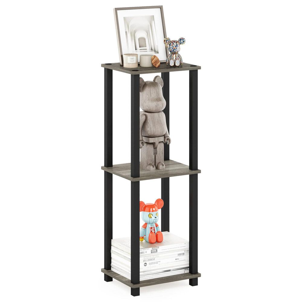 HOMLUX 2-Tier Small End Table in French Oak Grey and Black (Set of 2), , large