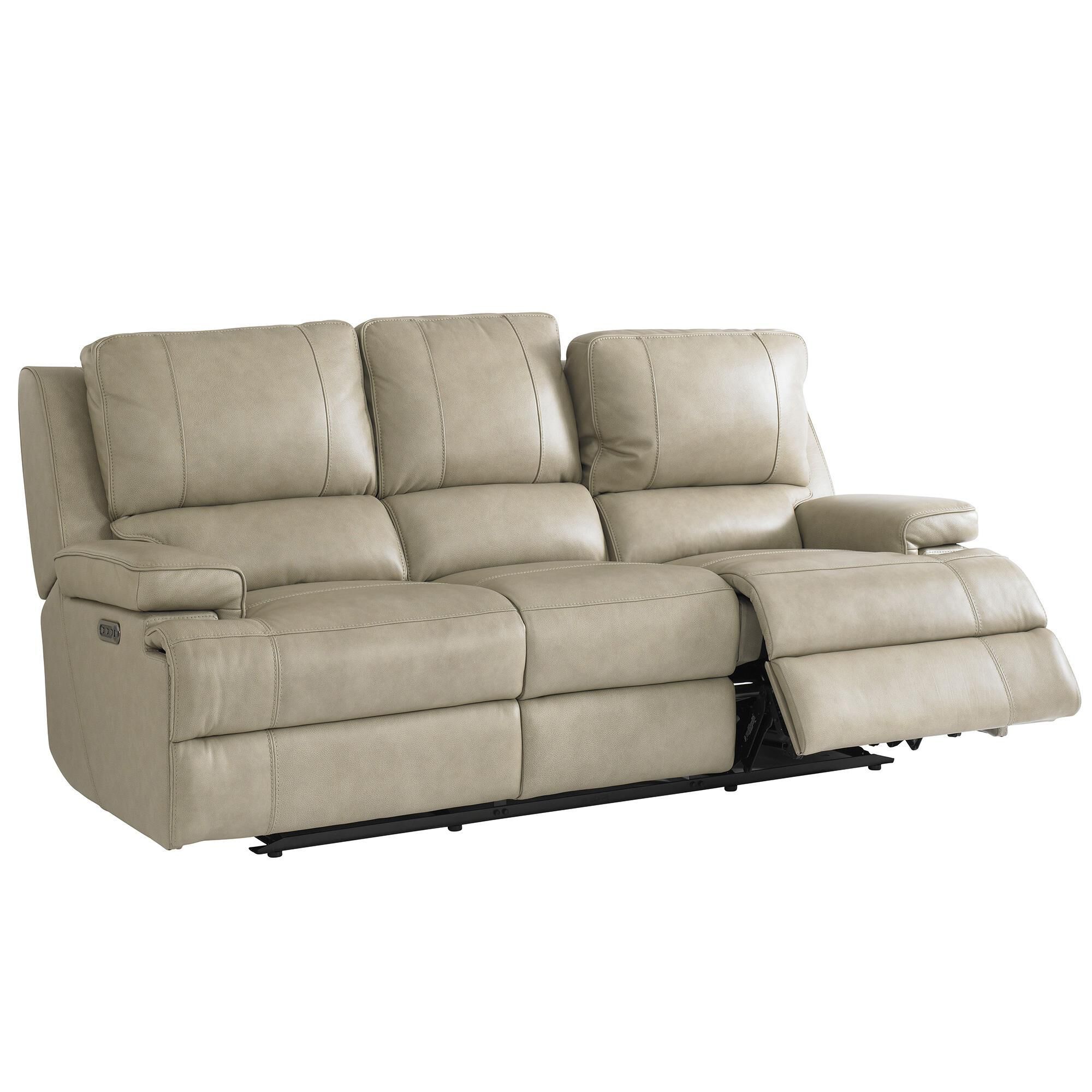 Bassett leather online reclining sofa