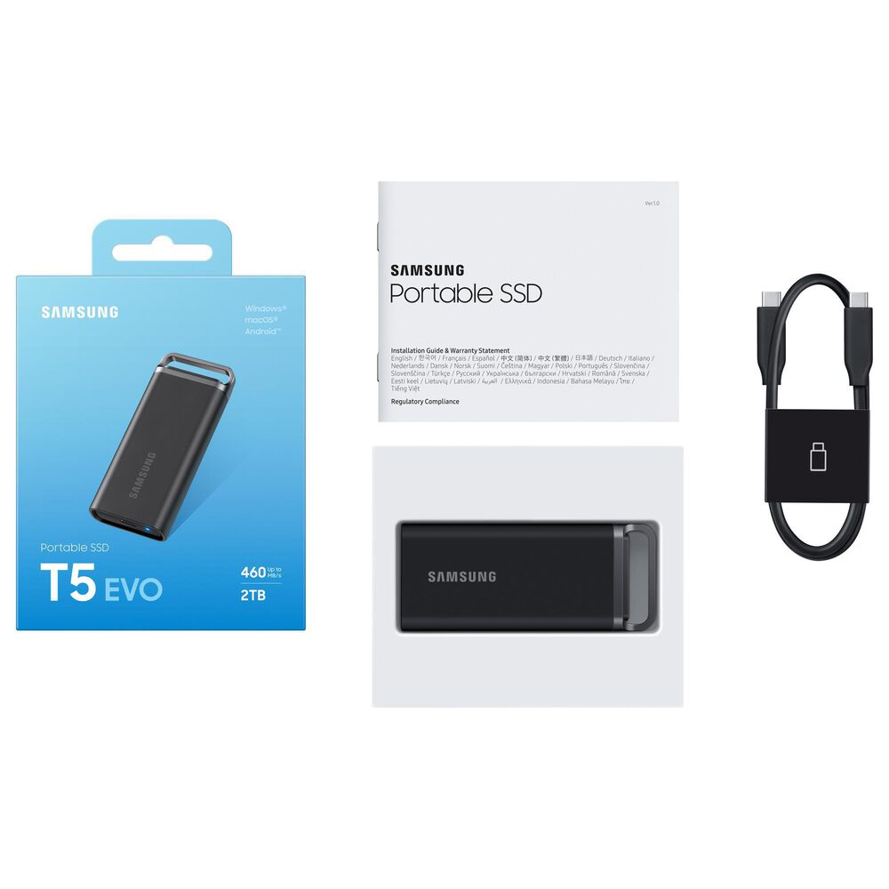 Samsung T5 EVO 4TB Portable External Hard Drive in Black, , large