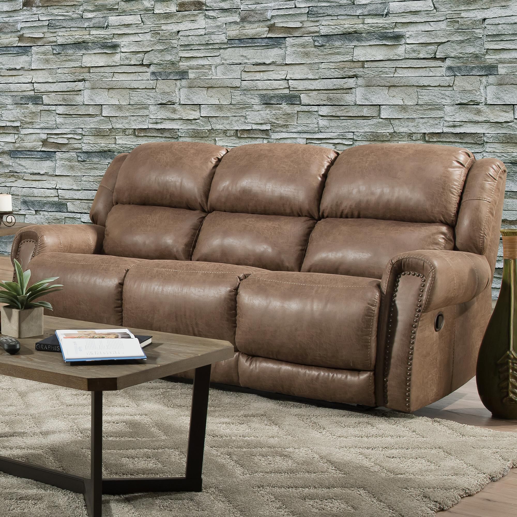 Homestretch Power Double Reclining Sofa in Cowboy Oak NFM