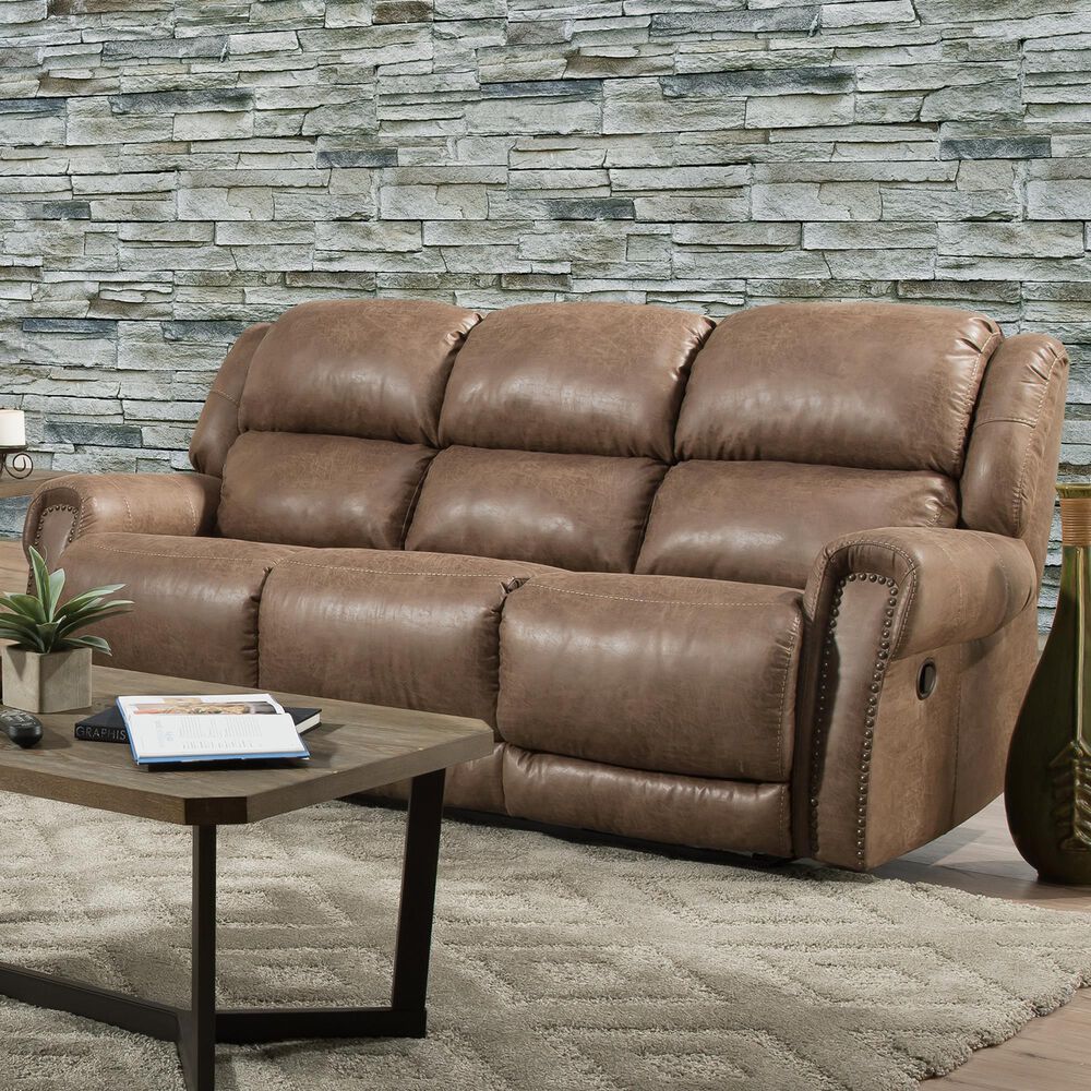 Homestretch Power Double Reclining Sofa in Cowboy Oak Shop NFM