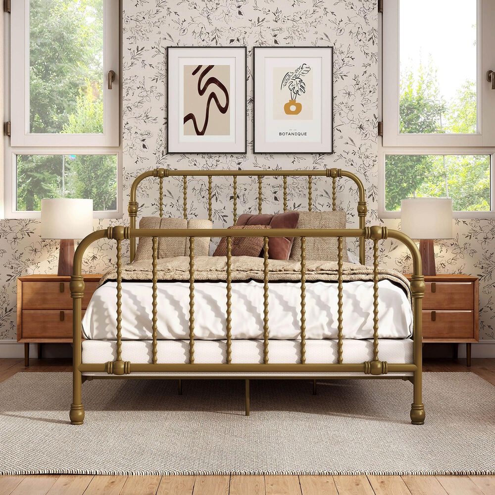 Furniture of America Wren Full Spindle Kids Bed in Gold, , large