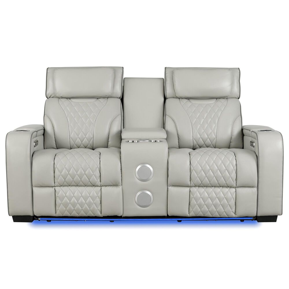 Titanic Furniture All Star Power Reclining Loveseat with Power Headrest in Gray, , large