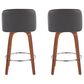 LumiSource Toriano Swivel Counter Stool with Grey Faux Leather Upholstery in Walnut and Chrome (Set of 2), , large