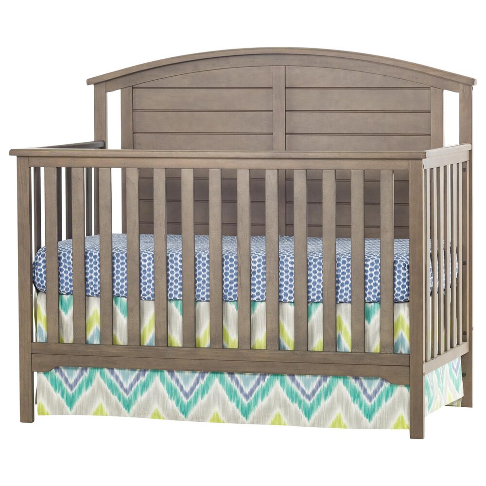Foundations Worldwide Hampton Curve Top 4-In-1 Convertible Baby Crib in Dusty Heather, , large