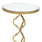 Maple and Jade Quatrefoil End Table with Mirrored Glass Top in Gold, , large