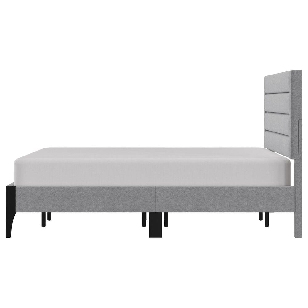 Richlands Furniture Maryhill Queen Platform Bed with Light Gray Upholstery in Black, , large