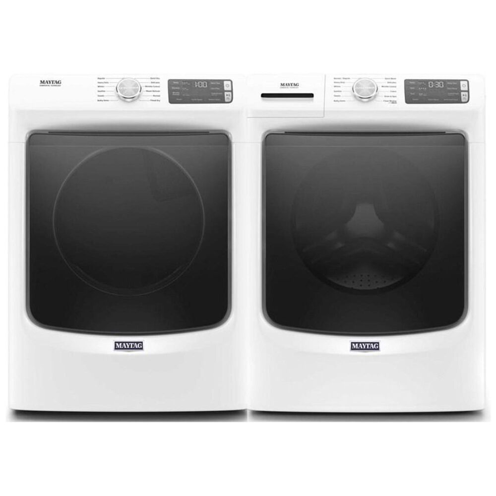 Maytag 4.8 Cu. Ft. Front Load Washer with Steam and a 7.3 Cu. Ft. Electric Dryer - White, , large