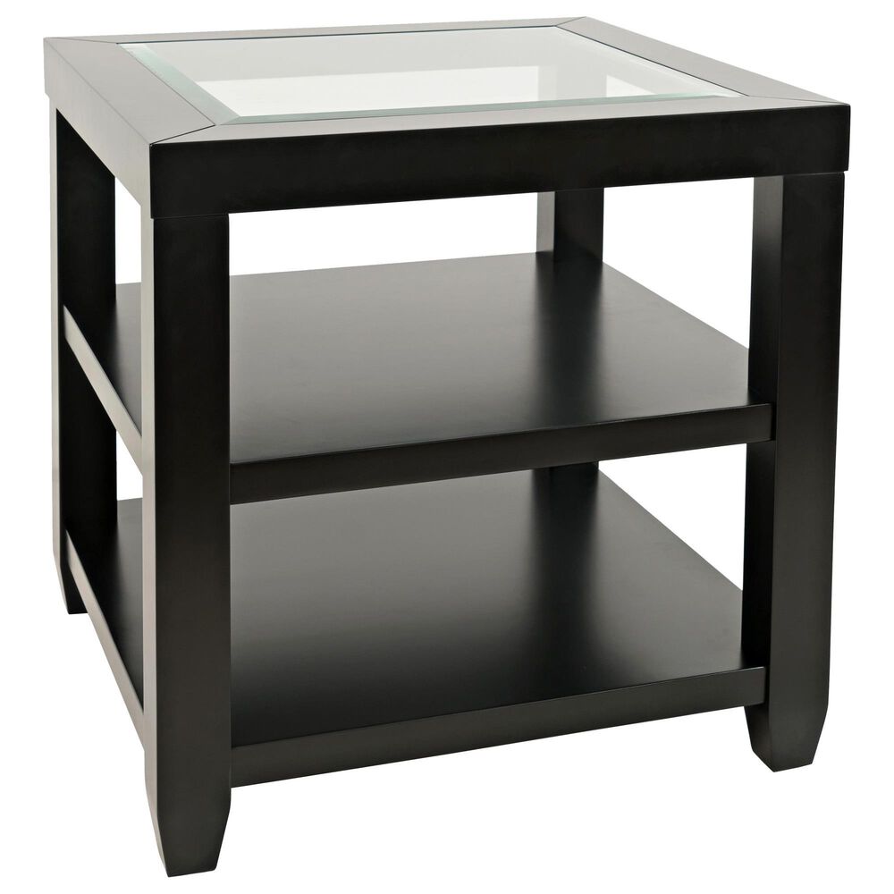 Waltham Urban Icon Square End Table in Polished Black, , large