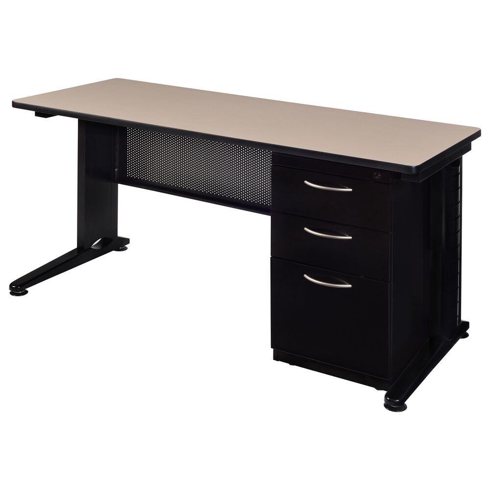 Regency Global Sourcing Fusion 60" x 24" Pedestal Desk in Beige, , large