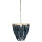 Creative Coop Laurel Draped Wood Bead Chandelier with Brushed Gold and Blue Shade, , large