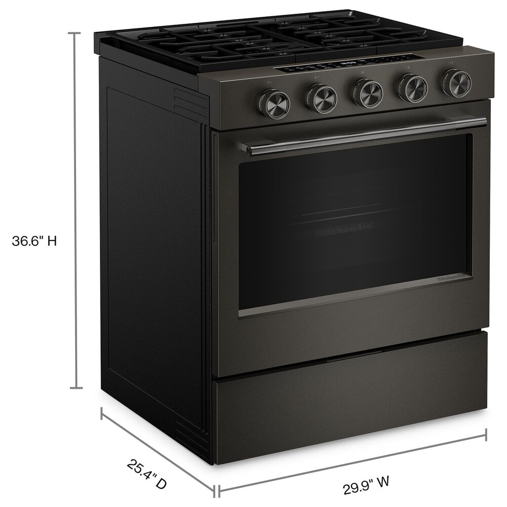 KitchenAid 2-Piece Kitchen Package with 30" Slide-In Smart Gas Range and 30" Over-the-Range Microwave Oven in Black Ore, , large