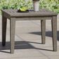 Hearth and Haven Hampton Outdoor Square Side Table with Slatted Top in Grey, , large