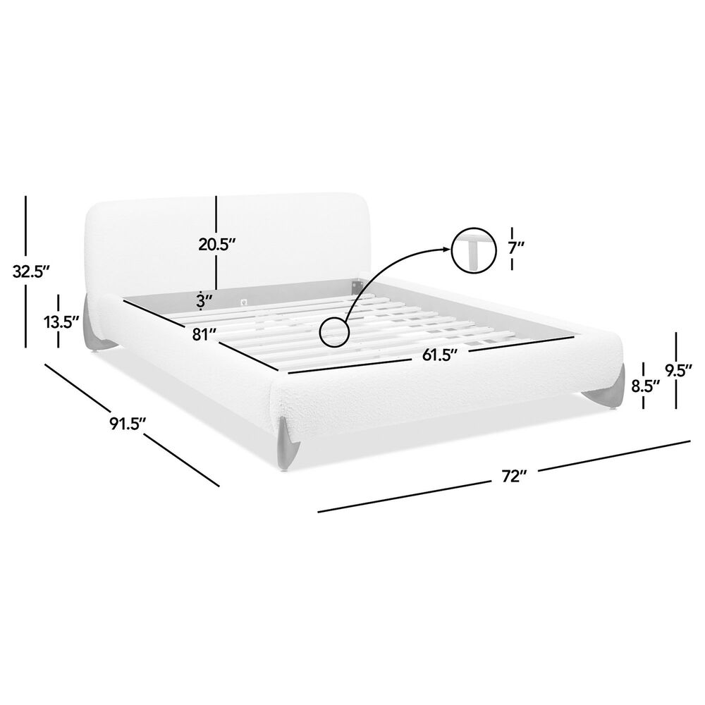 Jennifer Taylor Home Alpine Puffy Modern Queen Platform Bed in Ivory White, , large