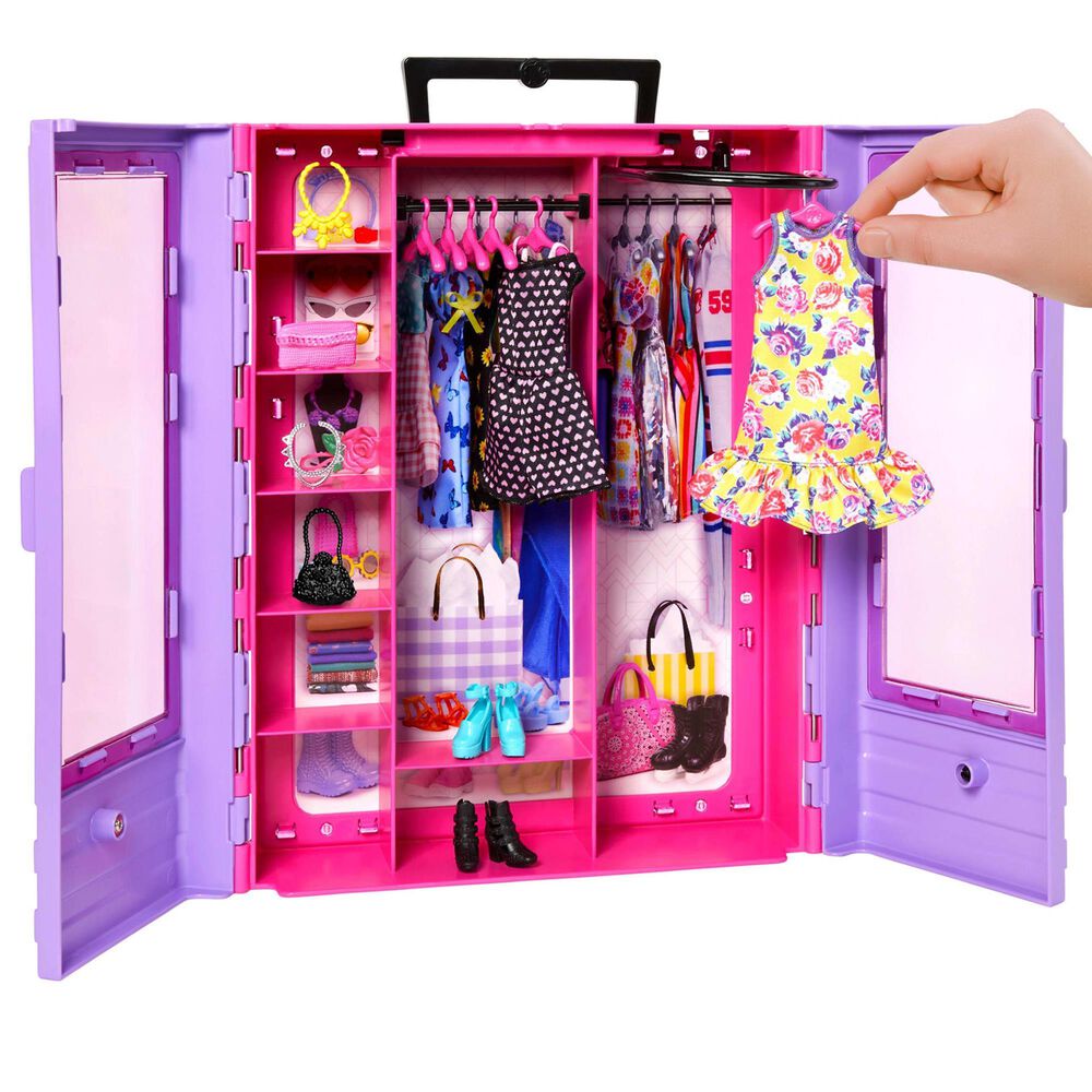 Barbie Fashionistas Ultimate Closet Wardrobe with 6 Hangers in Multicolor, , large