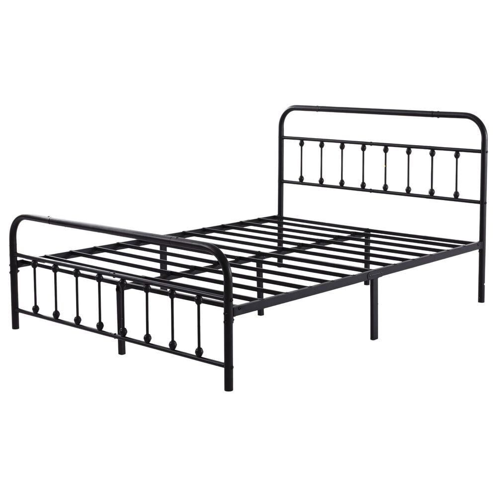HOMLUX Queen Metal Bed Frame with Sturdy Slats in Black, , large