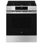 GE Appliances 30" Slide-In Front-Control Gas Range with Self-Cleaning in Stainless Steel and Black, , large