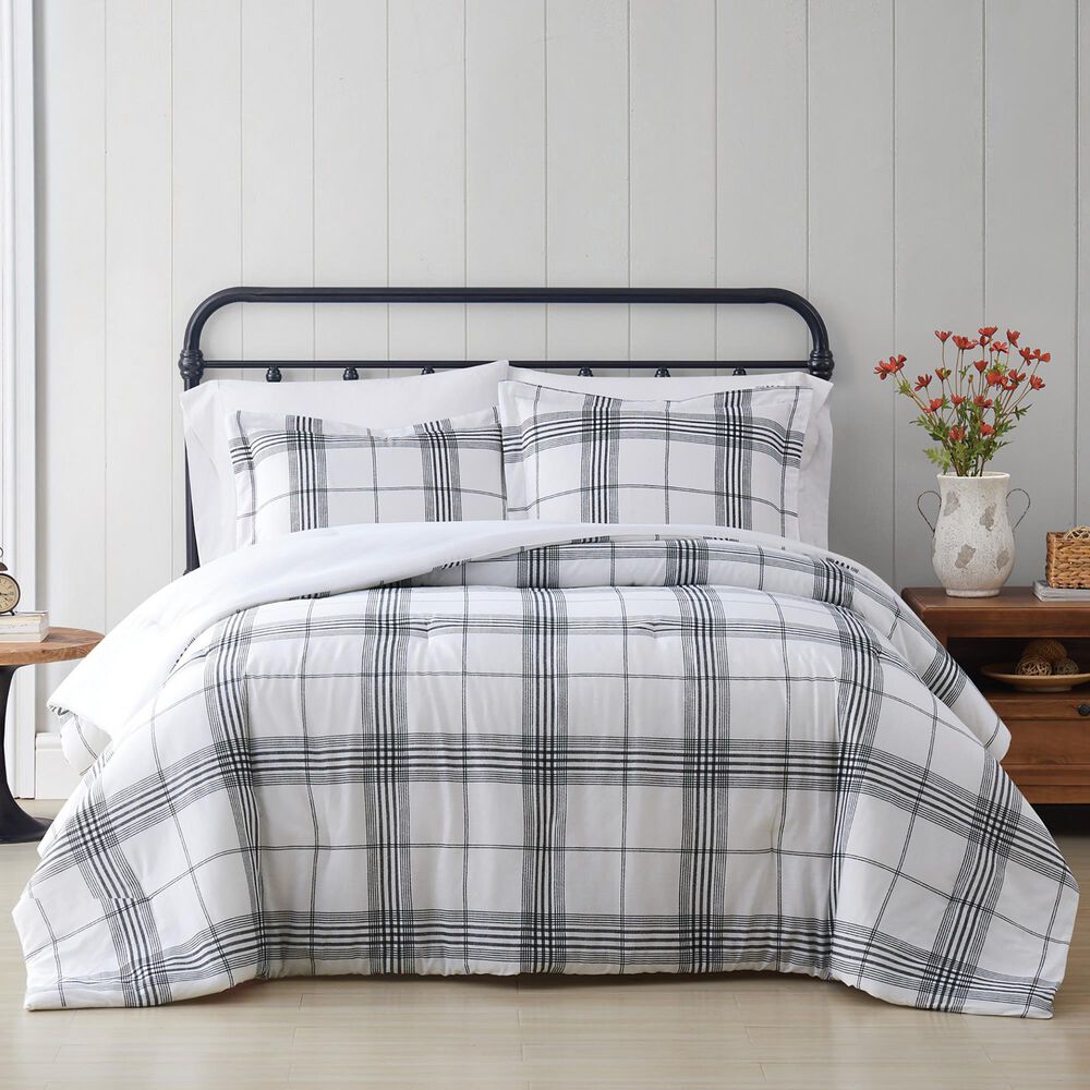 Pem America Cottage Classics Cottage 3-Piece Full/Queen Comforter Set in White and Black, , large