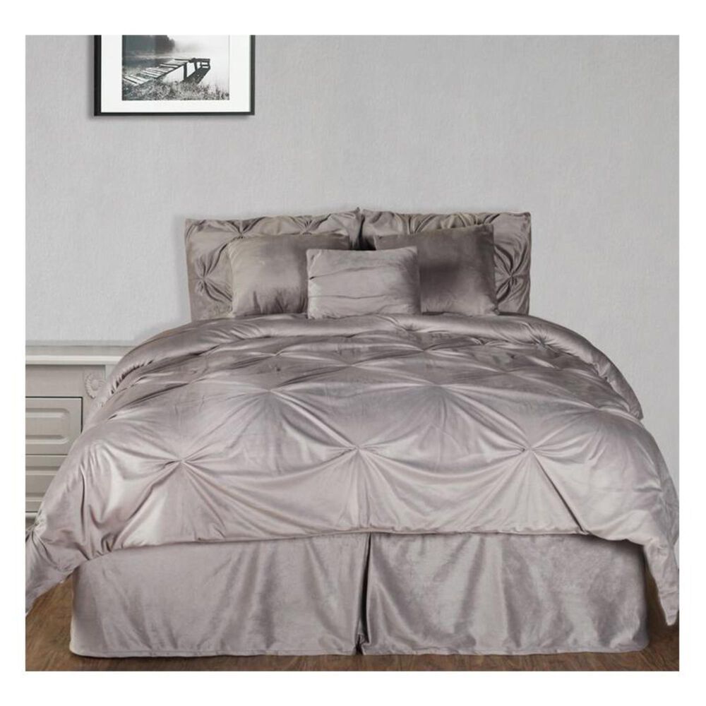 Epoch Hometex Hudson Street Twin Pintuck Plush Comforter Set in Silver, , large