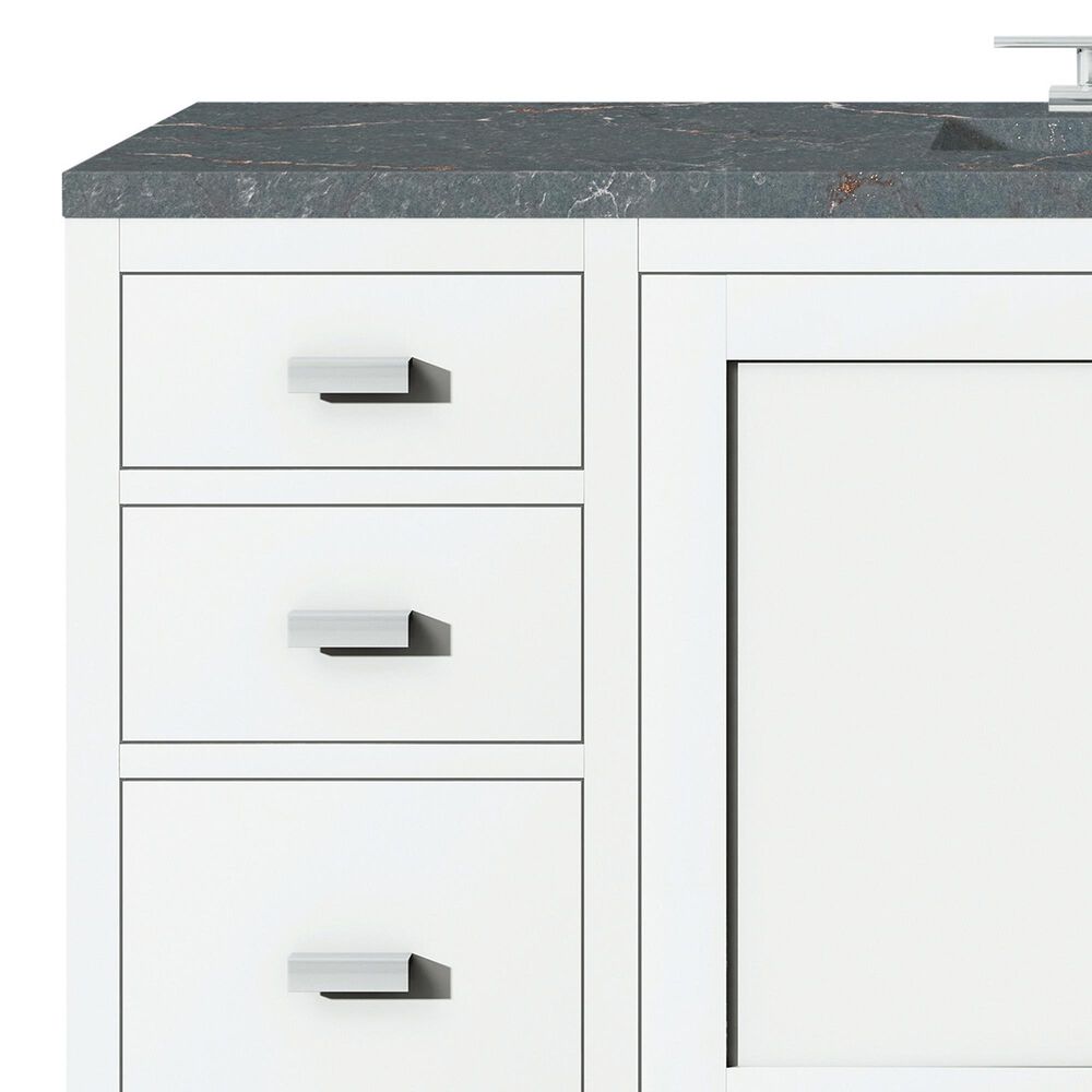 James Martin Vanities Addison 60&quot; Single Bathroom Vanity in Glossy White with 3 cm Parisien Bleu Quartz Top and Rectangular Sink, , large