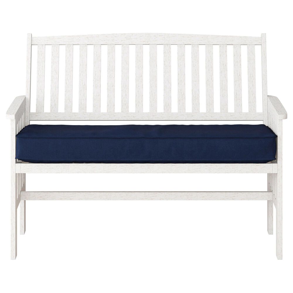 CorLiving Miramar Patio Bench in White/Navy Blue, , large