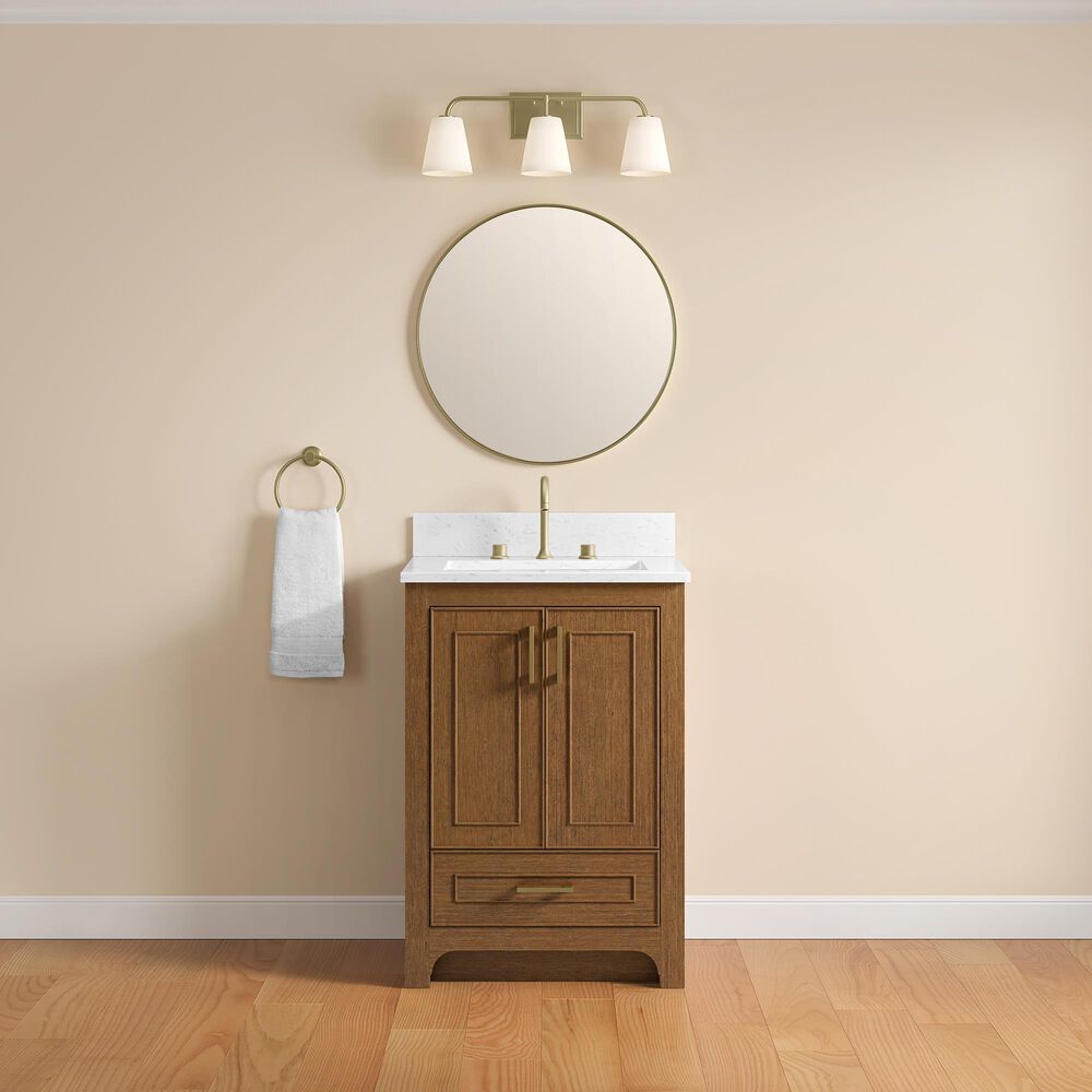 37B Lucerne 24" Single Bathroom Vanity Cabinet in Dark Maplewood with Marble Top and Backsplash, , large