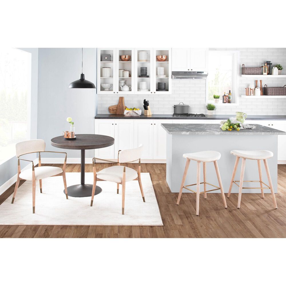 Lumisource Saddle 26&quot; Counter Stool in Cream/White Washed/Gold &#40;Set of 2&#41;, , large