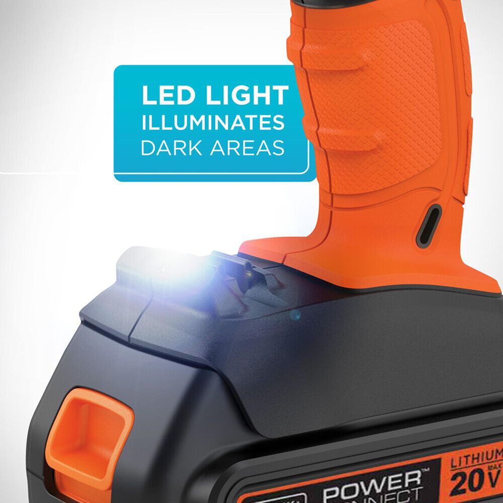 Black &amp; Decker 20V Max Cordless Drill and Driver in Black and Orange, , large