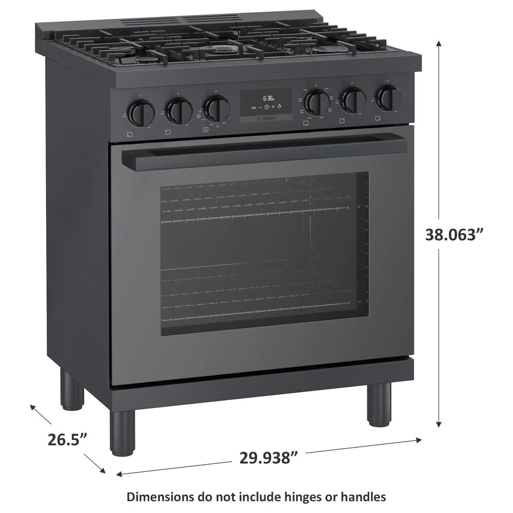 Bosch 30&quot; Freestanding Dual Fuel Range in Black Stainless Steel, , large