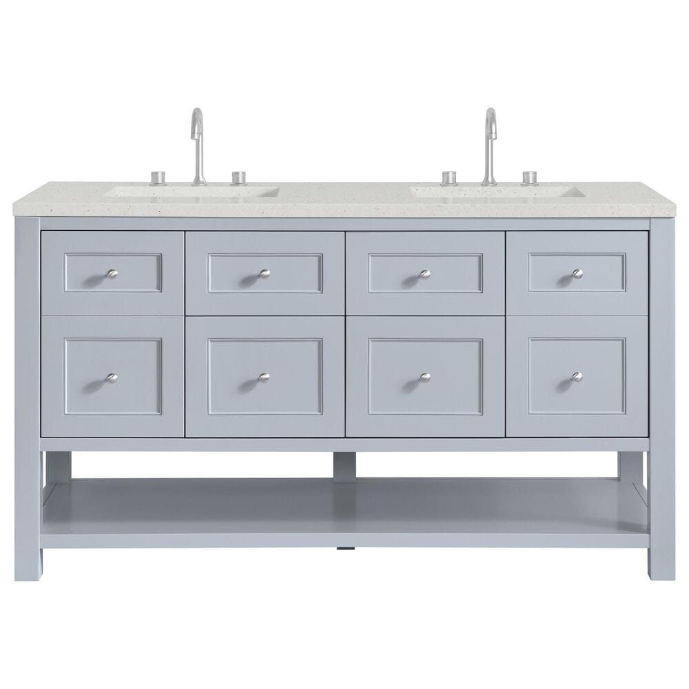 James Martin Vanities Breckenridge 60" Double Bathroom Vanity in Serenity Blue with 3 cm Lime Delight Quartz Top and Rectangular Sinks, , large