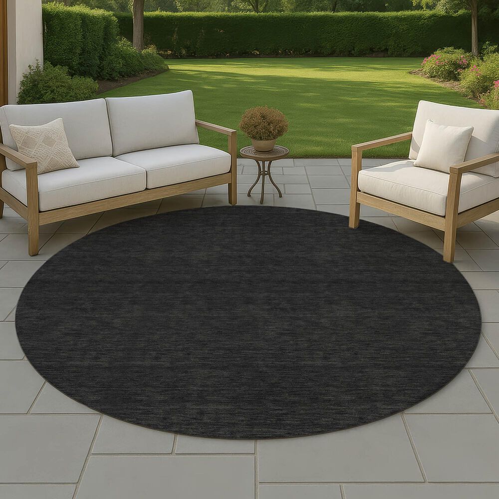 Dalyn Rug Company Soft Essentials Solid Black 8' Round Area Rug, , large
