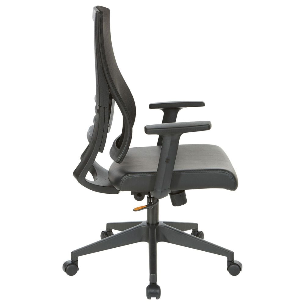 OSP Home Office Chair with Faux Leather Seat in Black, , large