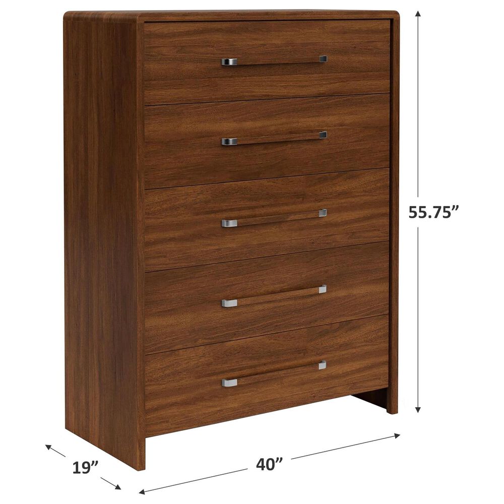 Riverside Furniture Elsie 5-Drawer Chest in Classic Walnut, , large