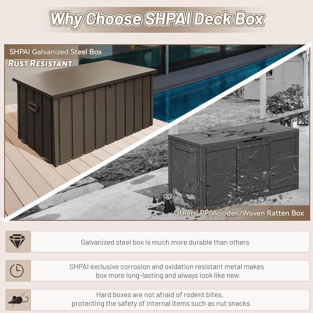 HOMLUX 190-Gallon Outdoor Storage Deck Box in Brown, , large