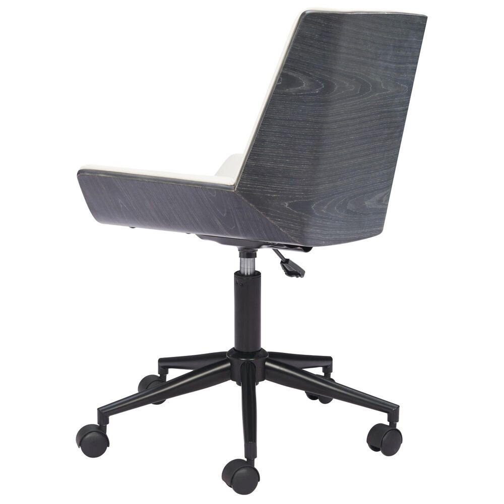 Zuo Modern Maker Office Chair with White Faux Leather in Black, , large