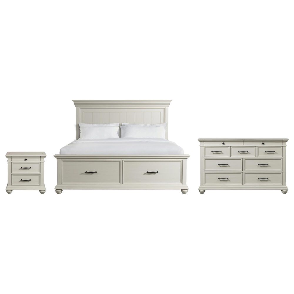 Mayberry Hill Slater King Storage Bed with Dresser and Nightstand in White, , large