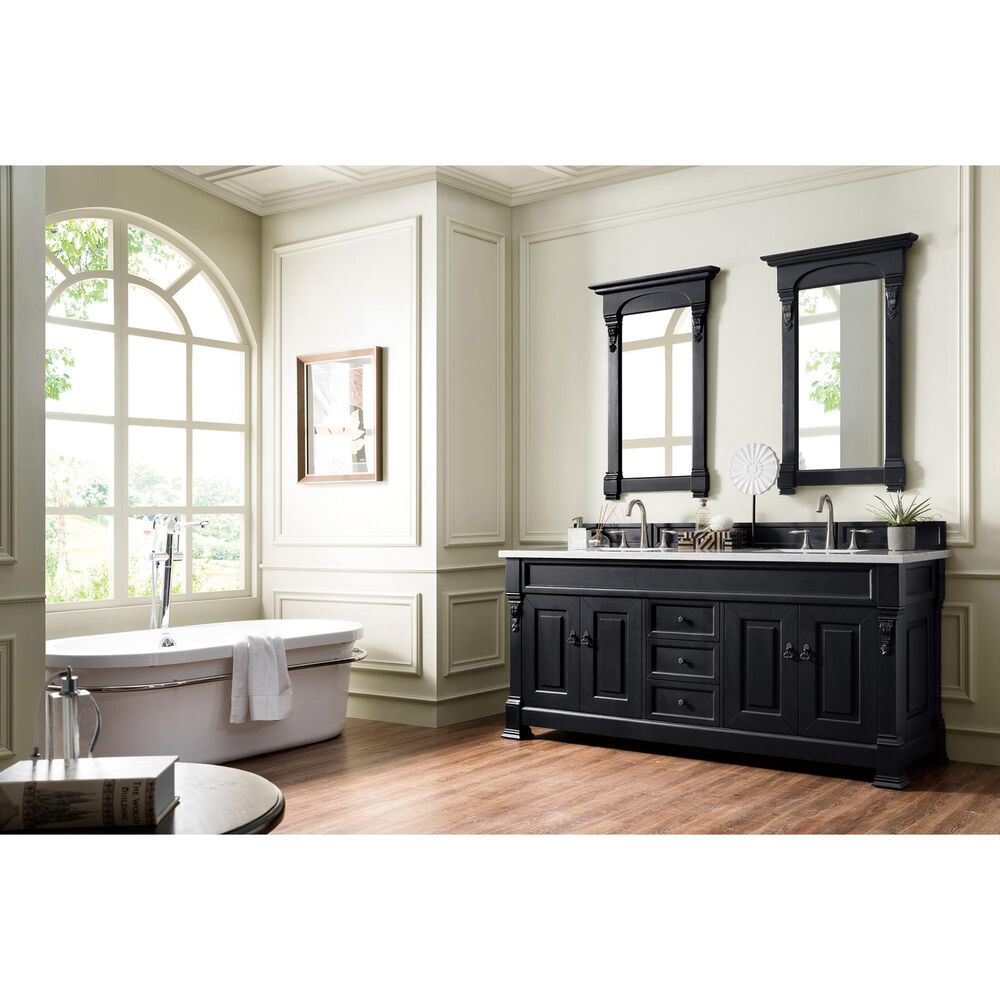 James Martin Vanities Brookfield 72&quot; Double Bathroom Vanity in Antique Black with 3 cm Arctic Fall Solid Surface Top and Rectangle Sinks, , large