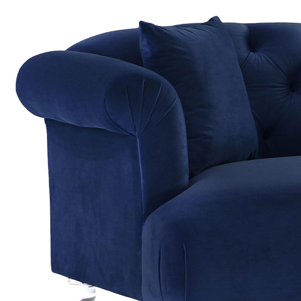 Blue River Elegance Stationary Sofa in Blue Velvet, , large