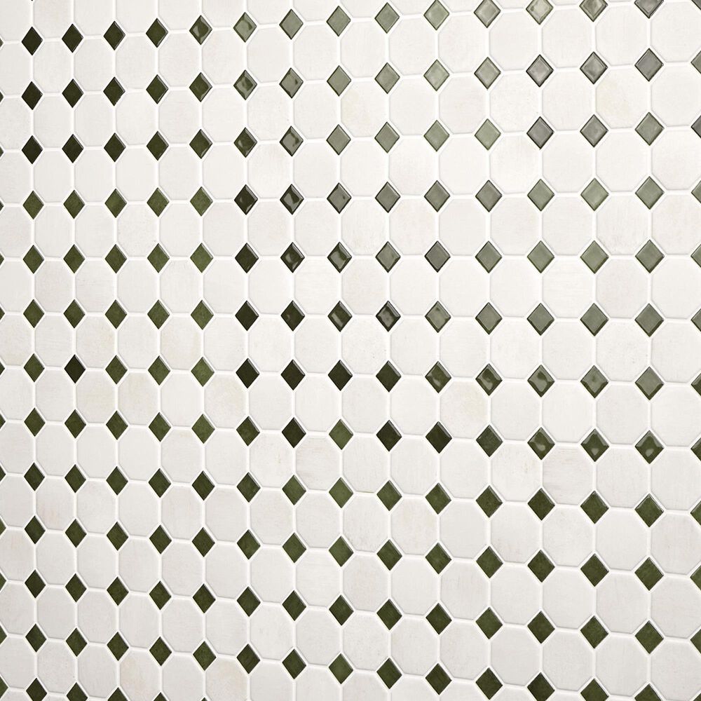 Dal-Tile Relicca Pristine Nook 12" x 12" Octagon Dot Ceramic Mosaic Sheet, , large
