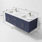 Lexora Home Geneva 60" Double Bathroom Vanity in Navy Blue with 2 cm White Carrara Marble Top and Rectangular Sinks, , large