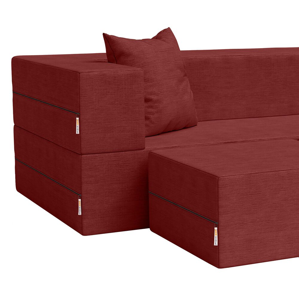 Jaxx Zipline 3-Piece Stationary Convertible Sleeper Sofa in Berry Velvet, , large