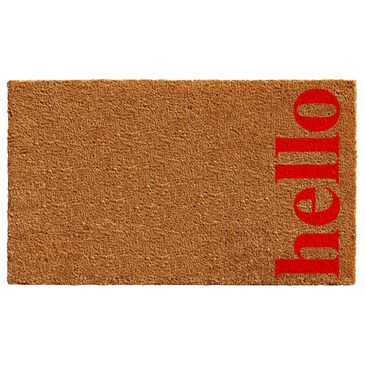 Calloway Mills Vertical Hello  1"5" x 2"5" Natural and Red Door Mat, , large