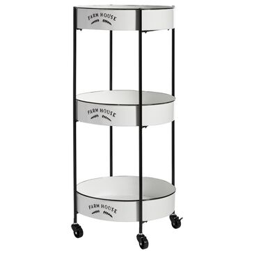 Maple and Jade 16" Storage Cart in White and Black, , large