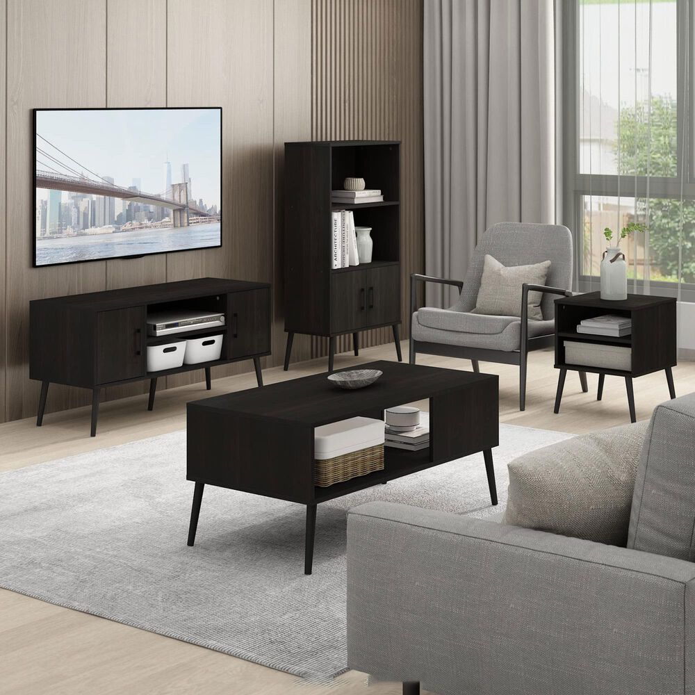 HOMLUX 43.3" TV Stand with 2-Door in Espresso, , large